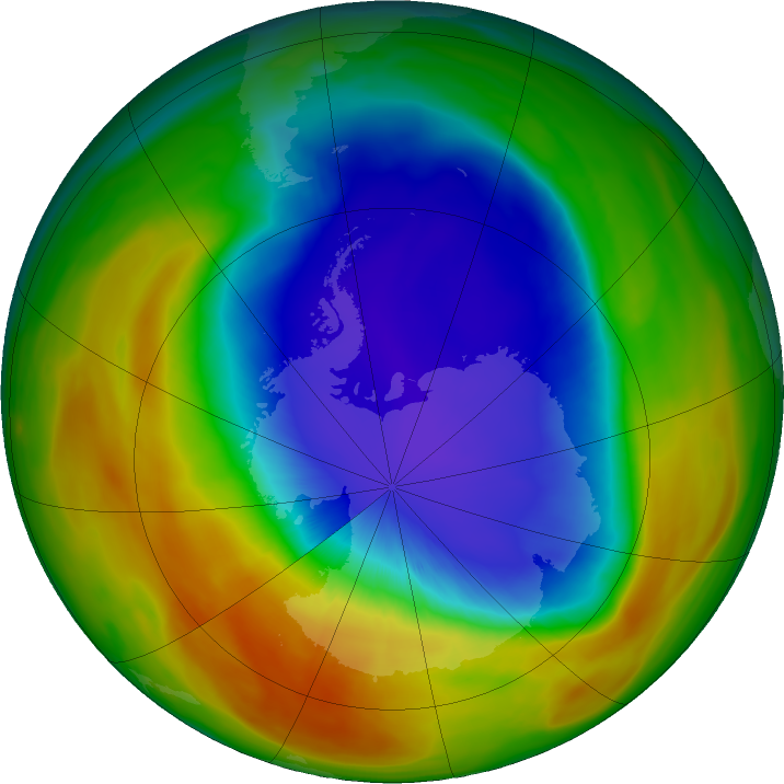 Antarctic ozone map for 11 October 2025